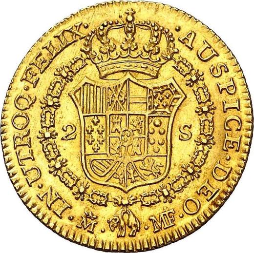 Reverse 2 Escudos 1789 M MF - Gold Coin Value - Spain, Charles IV