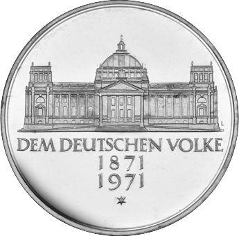 Awers monety - 5 marek 1971 G "100 lat Cesarstwa Niemieckiego" - cena srebrnej monety - Niemcy, RFN