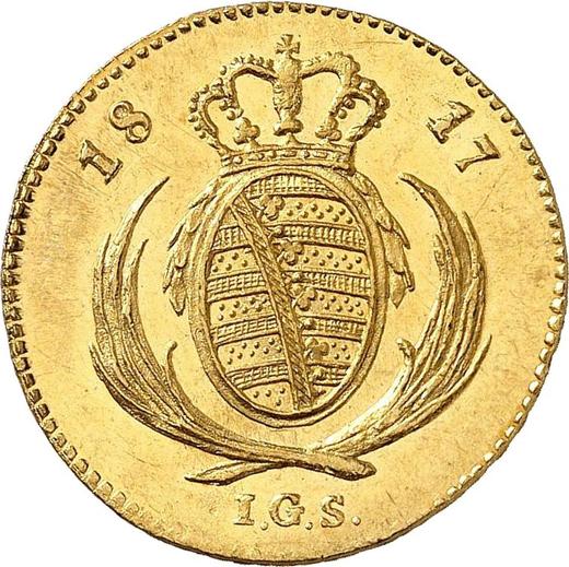Реверс монеты - Дукат 1817 года I.G.S. - цена золотой монеты - Саксония-Альбертина, Фридрих Август I