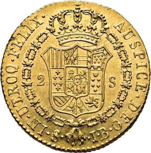 Реверс монеты - 2 эскудо 1832 года S JB - цена золотой монеты - Испания, Фердинанд VII