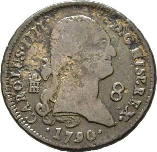 Аверс монеты - 8 мараведи 1790 года - цена  монеты - Испания, Карл IV