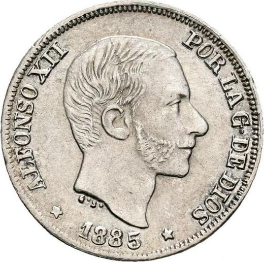 Awers monety - 10 centavos 1885 - cena srebrnej monety - Filipiny, Alfons XII