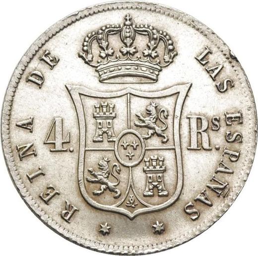 Reverso 4 reales 1864 Estrellas de seis puntas - valor de la moneda de plata - España, Isabel II