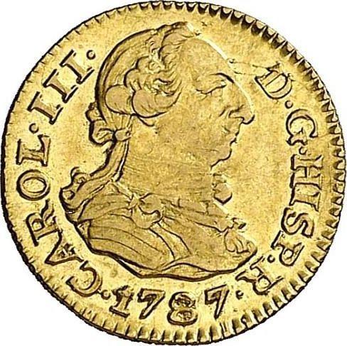 Аверс монеты - 1/2 эскудо 1787 года M DV - цена золотой монеты - Испания, Карл III