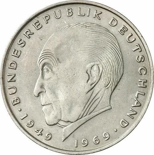 Anverso 2 marcos 1972 D "Konrad Adenauer" - valor de la moneda  - Alemania, RFA