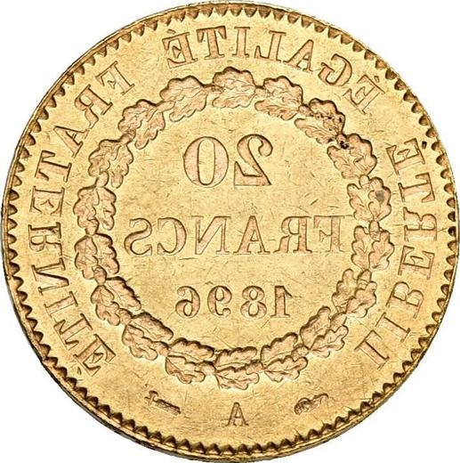 Rewers monety - 20 franków 1896 A "Typ 1871-1898" Paryż Incuse - cena złotej monety - Francja, III Republika