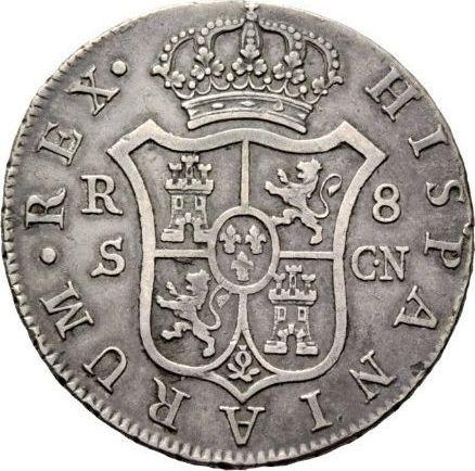 Реверс монеты - 8 реалов 1800 года S CN - цена серебряной монеты - Испания, Карл IV