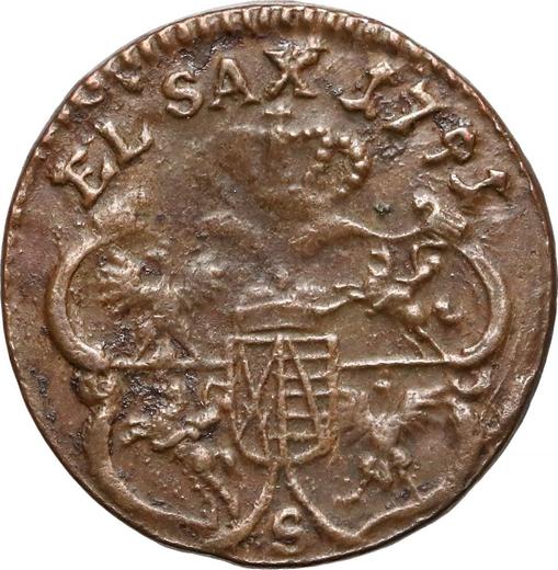 Rewers monety - Szeląg 1751 "Koronny" Oznakowanie literowe - cena  monety - Polska, August III