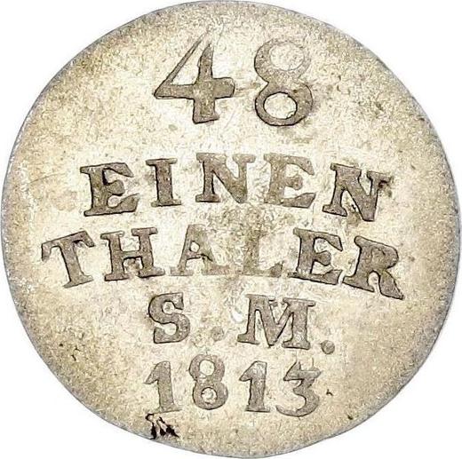 Reverso 1/48 tálero 1813 - valor de la moneda de plata - Sajonia-Weimar-Eisenach, Carlos Augusto