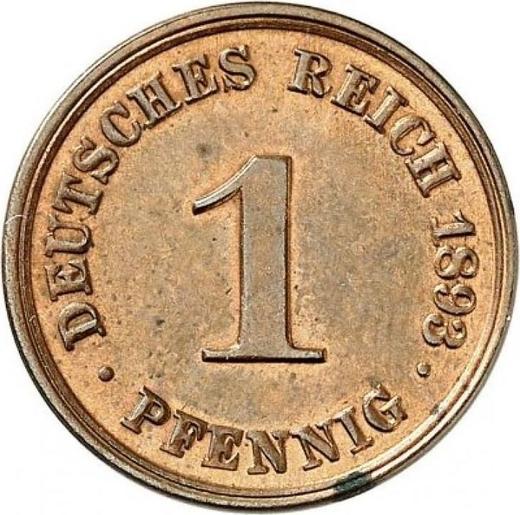Аверс монеты - 1 пфенниг 1893 года D "Тип 1890-1916" - цена  монеты - Германия, Германская Империя