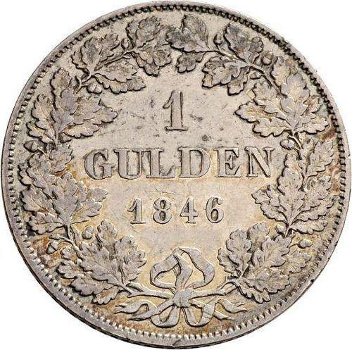 Реверс монеты - 1 гульден 1846 года - цена серебряной монеты - Баден, Леопольд