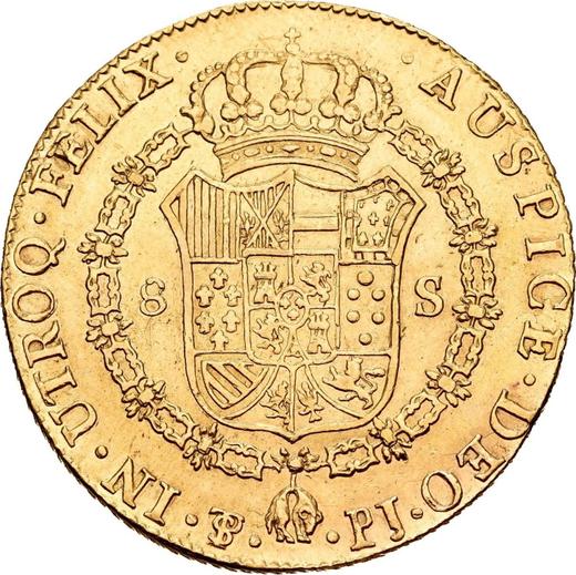 Reverse 8 Escudos 1808 PTS PJ - Gold Coin Value - Bolivia, Charles IV
