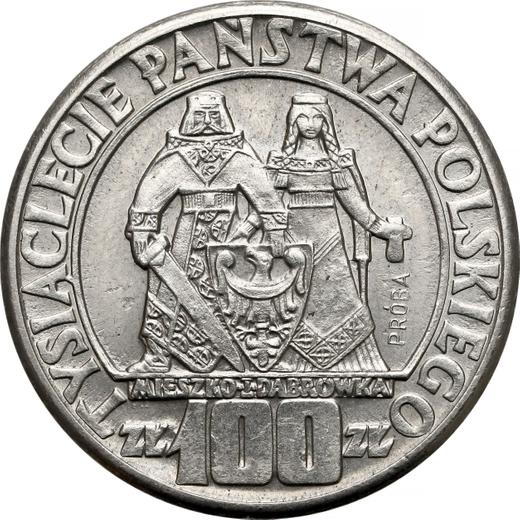 Rewers monety - PRÓBA 100 złotych 1960 "Mieszko i Dąbrówka" Nikiel Bez znaku mennicy - cena  monety - Polska, PRL
