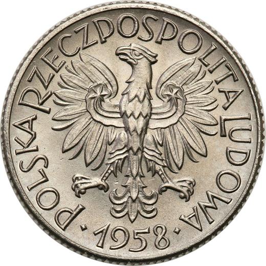 Аверс монеты - Пробный 1 злотый 1958 года "Голуби" Никель - цена  монеты - Польша, Народная Республика