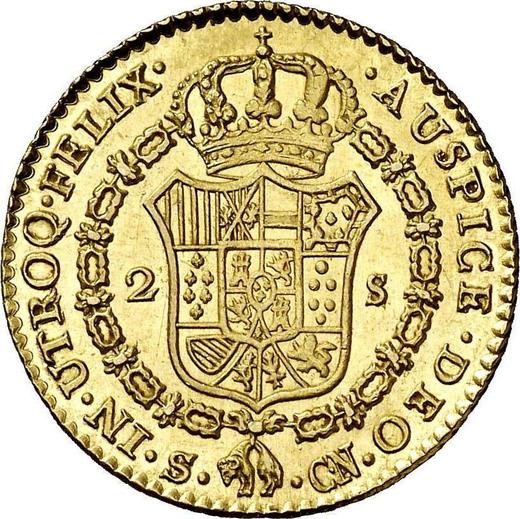Reverse 2 Escudos 1804 S CN - Gold Coin Value - Spain, Charles IV