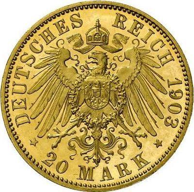 Reverso 20 marcos 1903 A "Hessen" - valor de la moneda de oro - Alemania, Imperio alemán