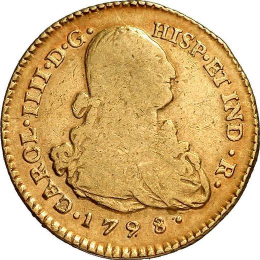 Аверс монеты - 2 эскудо 1798 года P JF - цена золотой монеты - Колумбия, Карл IV