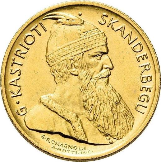 Awers monety - 20 franga ari 1926 R "Skanderbeg" - cena złotej monety - Albania, Ahmed ben Zogu