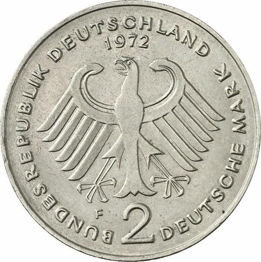 Reverse 2 Mark 1972 F "Konrad Adenauer" -  Coin Value - Germany, FRG
