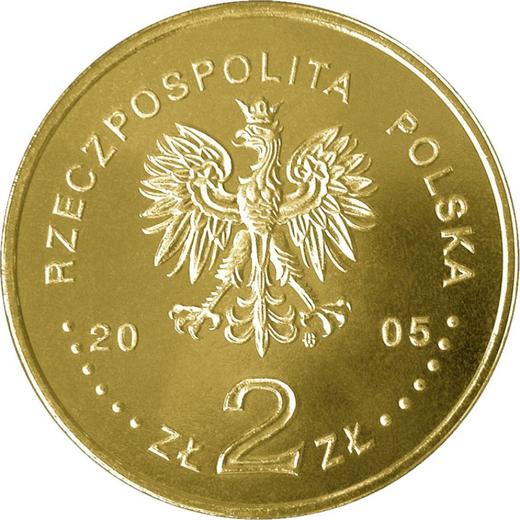 Аверс монеты - 2 злотых 2005 года MW ET "60 лет окончанию Второй мировой войны" - цена  монеты - Польша, III Республика после деноминации