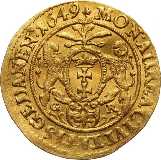Реверс монеты - Дукат 1649 года GR "Гданьск" - цена золотой монеты - Польша, Ян II Казимир