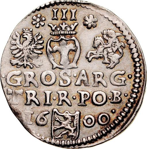 Реверс монеты - Трояк (3 гроша) 1600 года B "Быдгощский монетный двор" - цена серебряной монеты - Польша, Сигизмунд III Ваза
