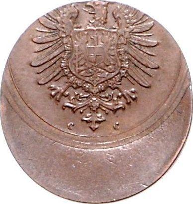 Reverso 1 Pfennig 1873-1889 "Tipo 1873-1889" Desplazamiento del sello - valor de la moneda  - Alemania, Imperio alemán