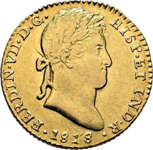 Аверс монеты - 2 эскудо 1818 года S CJ - цена золотой монеты - Испания, Фердинанд VII