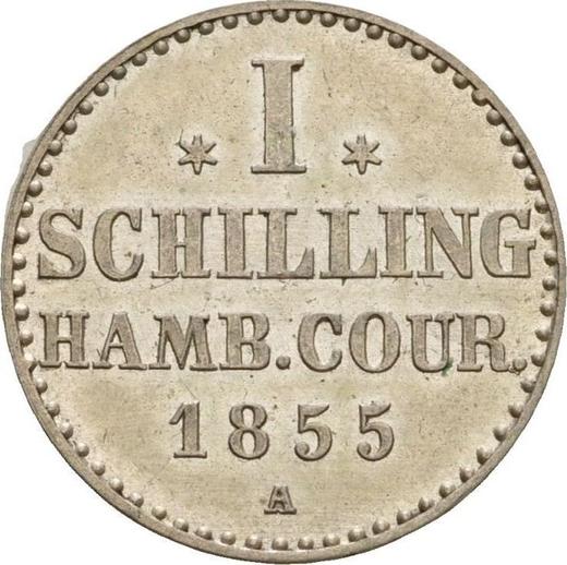 Реверс монеты - 1 шиллинг 1855 года A - цена  монеты - Гамбург, Вольный город