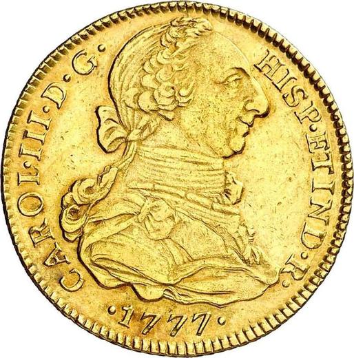 Anverso 4 escudos 1777 MJ - valor de la moneda de oro - Perú, Carlos III