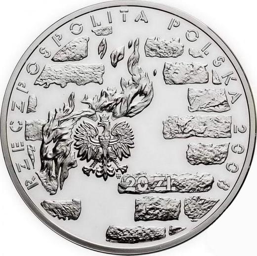 Аверс монеты - 20 злотых 2008 года MW UW "65 лет восстанию в Варшавском гетто" - цена серебряной монеты - Польша, III Республика после деноминации