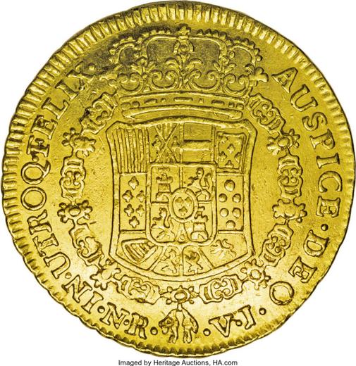 Реверс монеты - 4 эскудо 1771 года NR VJ - цена золотой монеты - Колумбия, Карл III