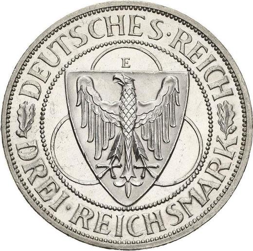 Аверс монеты - 3 рейхсмарки 1930 года E "Освобождение Рейнской области" - цена серебряной монеты - Германия, Bеймарская республика