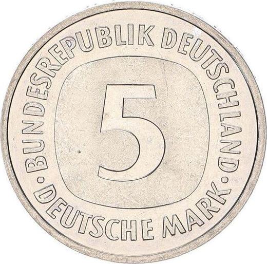 Anverso 5 marcos 1983 F - valor de la moneda  - Alemania, RFA