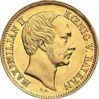 Anverso Media corona 1864 - valor de la moneda de oro - Baviera, Maximilian II