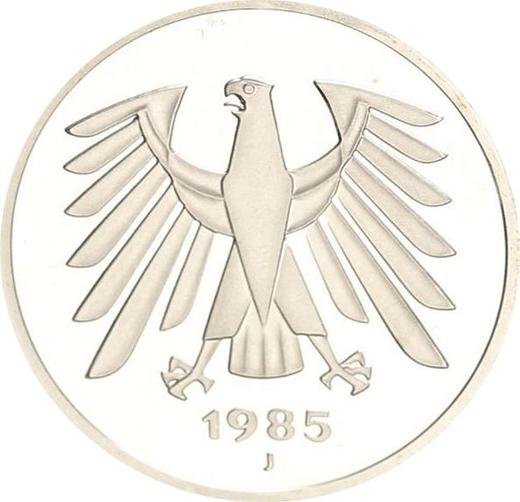 Reverso 5 marcos 1985 J - valor de la moneda  - Alemania, RFA