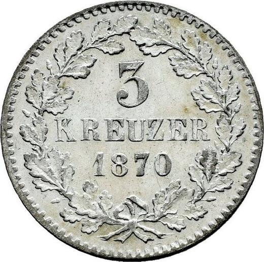 Rewers monety - 3 krajcary 1870 - cena srebrnej monety - Badenia, Fryderyk I