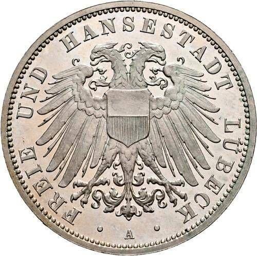 Anverso 3 marcos 1909 A "Lübeck" - valor de la moneda de plata - Alemania, Imperio alemán