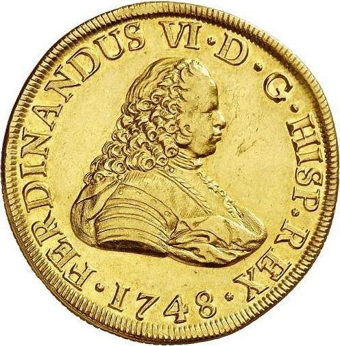 Awers monety - 8 escudo 1748 S PJ - cena złotej monety - Hiszpania, Ferdynand VI