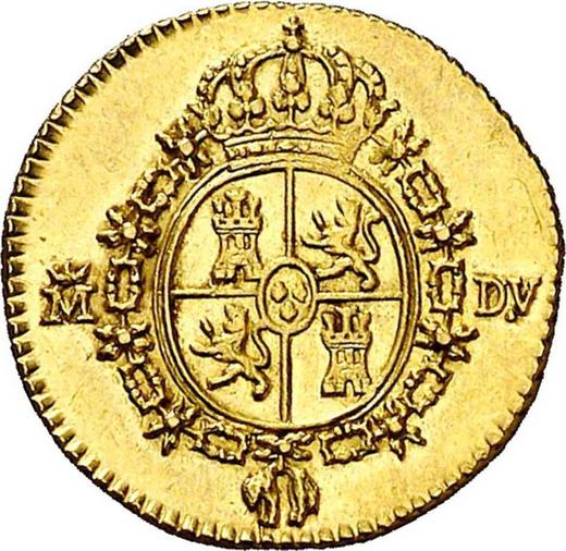 Реверс монеты - 1/2 эскудо 1786 года M DV - цена золотой монеты - Испания, Карл III