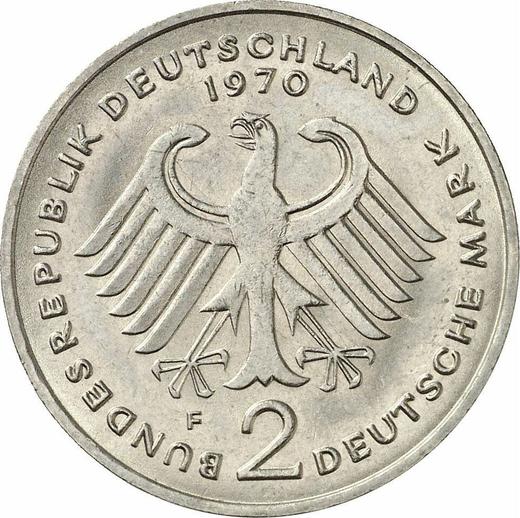 Reverse 2 Mark 1970 F "Konrad Adenauer" -  Coin Value - Germany, FRG