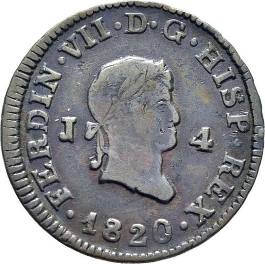 Anverso 4 maravedíes 1820 J "Tipo 1817-1820" - valor de la moneda  - España, Fernando VII