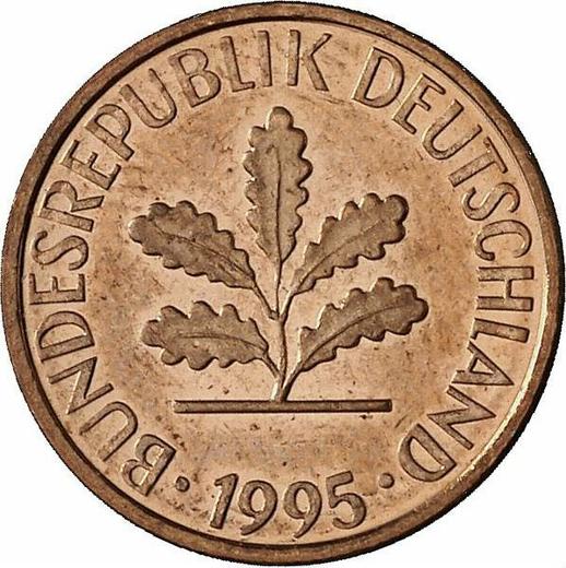 Реверс монеты - 1 пфенниг 1995 года A - цена  монеты - Германия, ФРГ