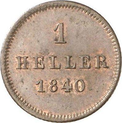 Rewers monety - 1 halerz 1840 - cena  monety - Bawaria, Ludwik I