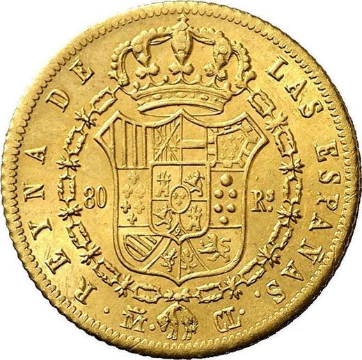 Реверс монеты - 80 реалов 1848 года M CL - цена золотой монеты - Испания, Изабелла II
