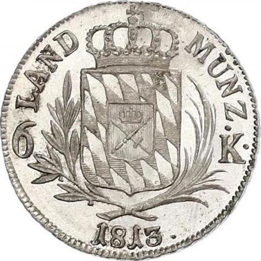 Реверс монеты - 6 крейцеров 1813 года - цена серебряной монеты - Бавария, Максимилиан I
