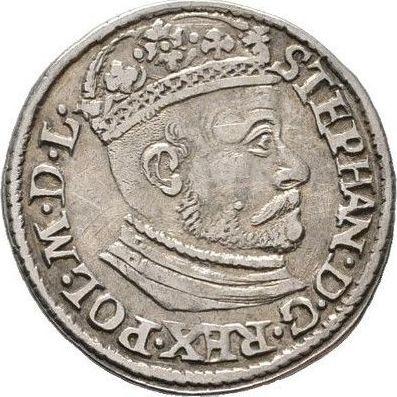 Аверс монеты - Трояк (3 гроша) 1581 года "Большая голова" - цена серебряной монеты - Польша, Стефан Баторий