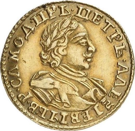 Obverse 2 Roubles 1720 "Portrait in lats" "САМОД" The date is split - Gold Coin Value - Russia, Peter I