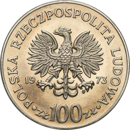 Аверс монеты - Пробные 100 злотых 1973 года MW SW "Николай Коперник" Никель - цена  монеты - Польша, Народная Республика
