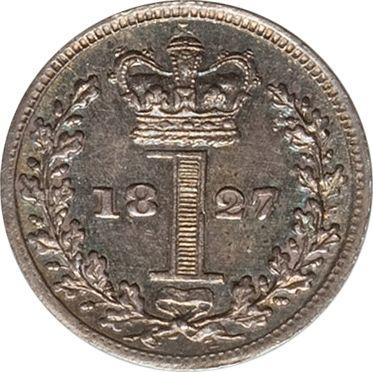Реверс монеты - Пенни 1827 года "Монди" - цена серебряной монеты - Великобритания, Георг IV